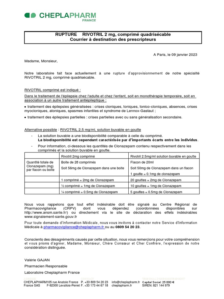 achat de rivotril