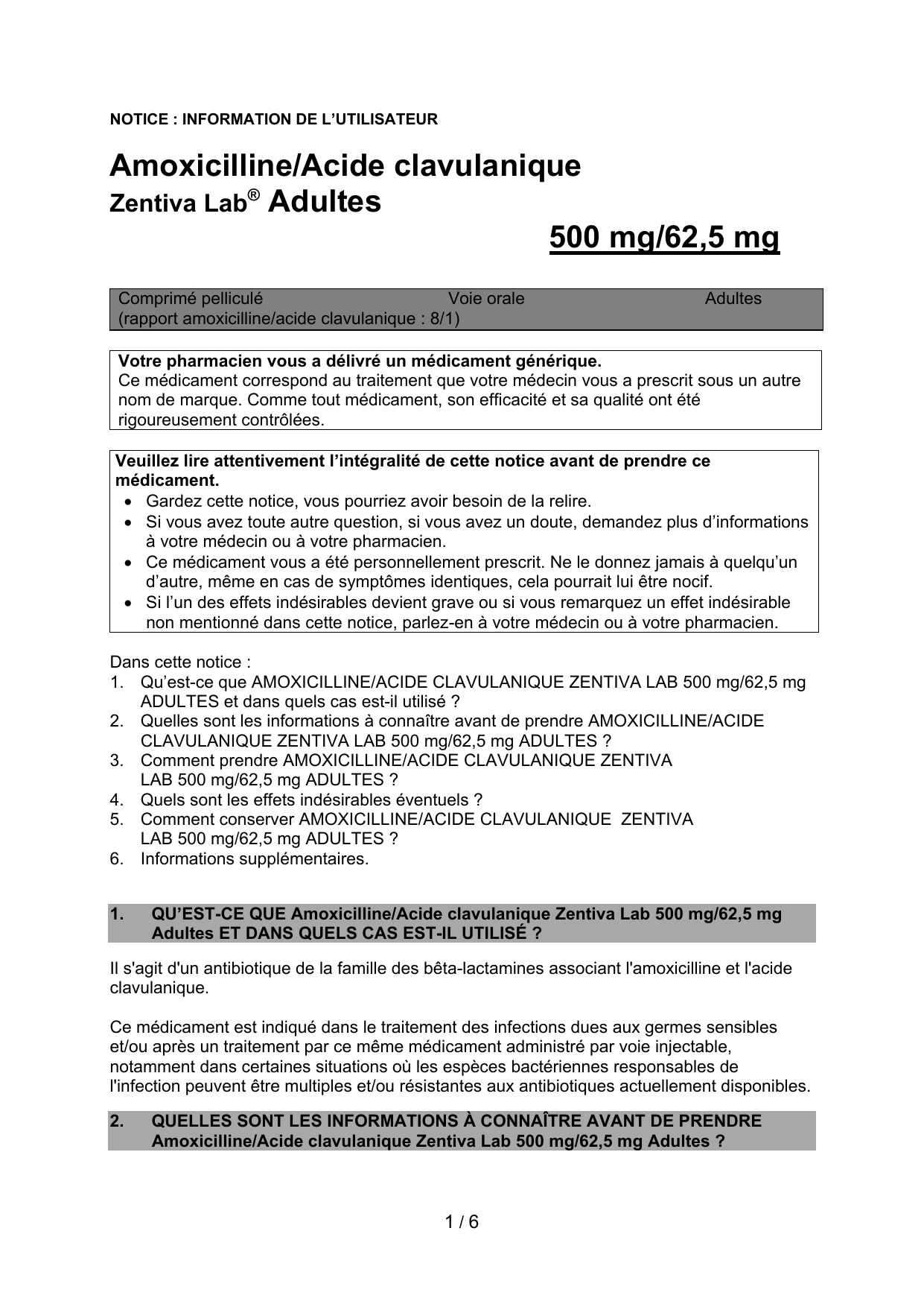 Amoxicilline est ce un generique