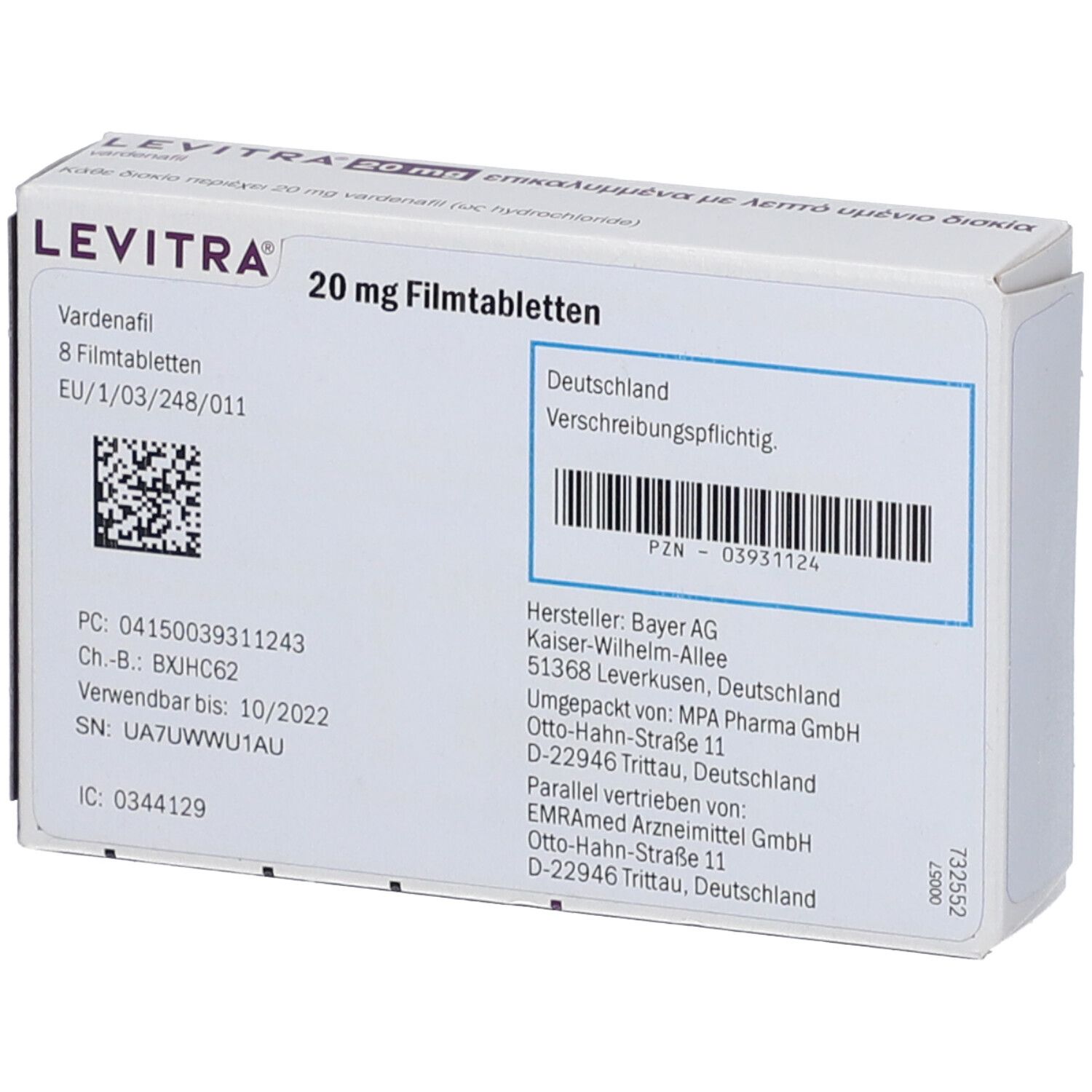 levitra 20 mg vardenafil